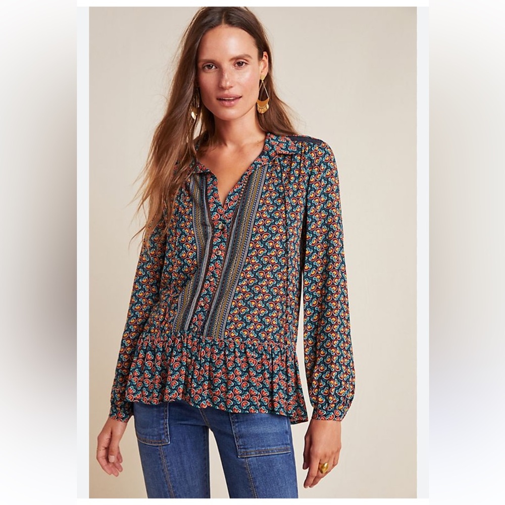 Maeve Janie Flounced Peasant Blouse